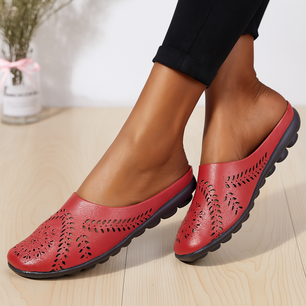 Women’s Slip-On Sandals | Cutout Design | Orthotic Insole & Genuine Leather Upper | All-Day Comfort
