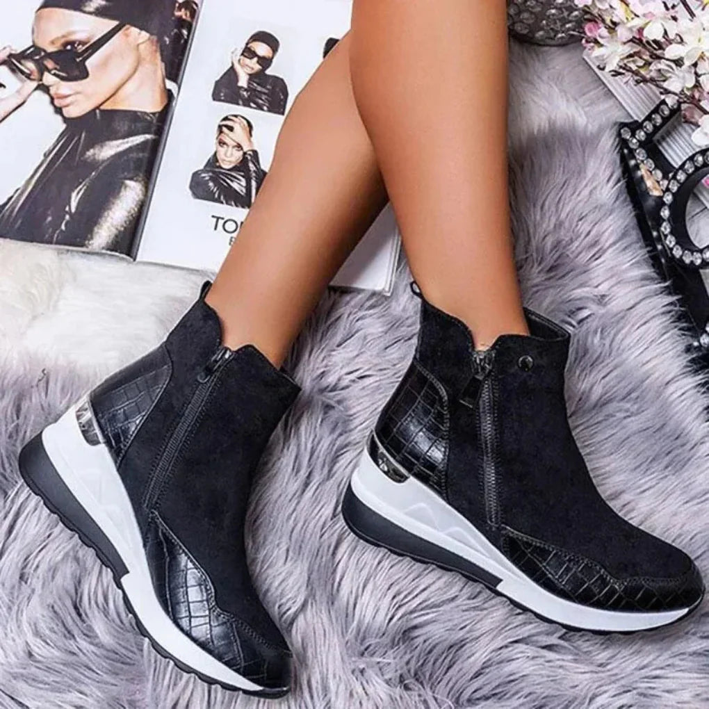 Women's Wedge Ankle Boots | Waterproof Side-Zip | Non-Slip Outsole & Mid-Height | All-Weather