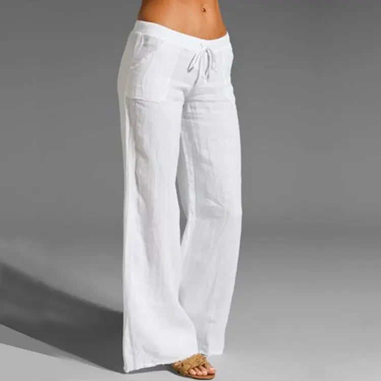Women's Wide-Leg Trousers | Breezy Linen Blend | Elastic Waist & Loose Fit | Travel Ready