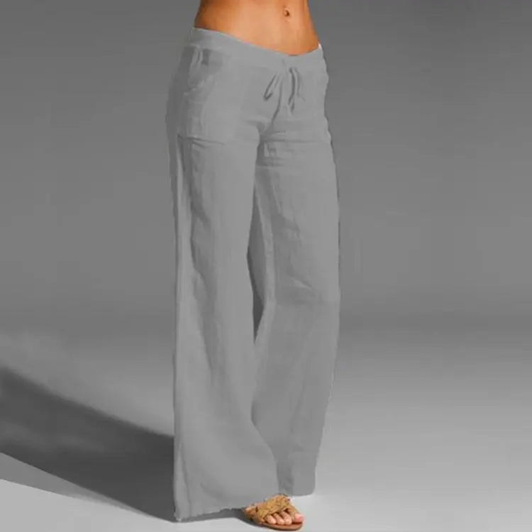 Women's Wide-Leg Trousers | Breezy Linen Blend | Elastic Waist & Loose Fit | Travel Ready