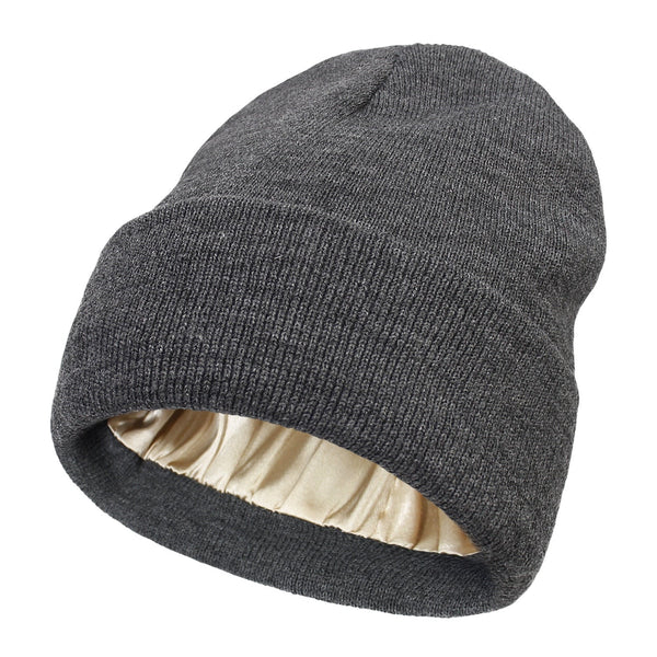 Women's Winter Beanie | Wool Exterior & Silk Lining | Anti-Frizz Hair Protection