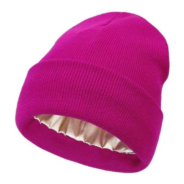 Women's Winter Beanie | Wool Exterior & Silk Lining | Anti-Frizz Hair Protection