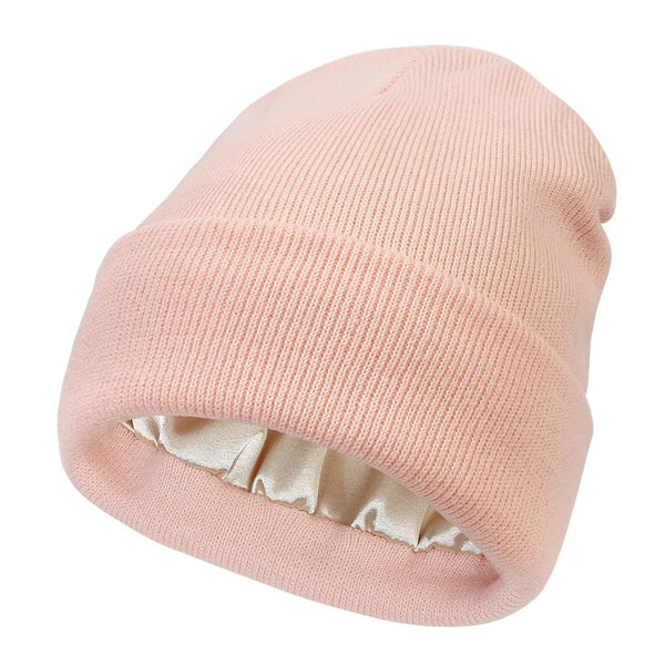 Women's Winter Beanie | Wool Exterior & Silk Lining | Anti-Frizz Hair Protection