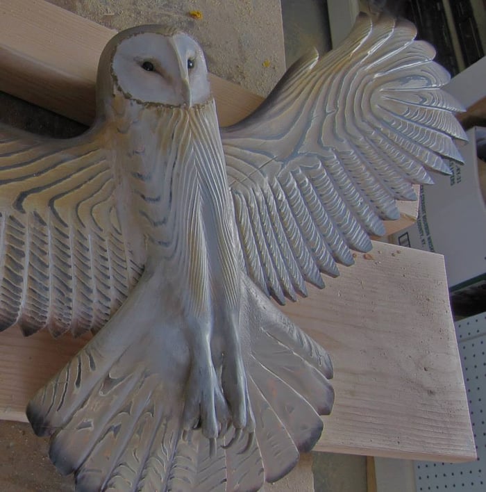 Wooden Owl Wall Decor | Handcrafted Rustic Sculpture | Pre-Installed Hanging Hooks
