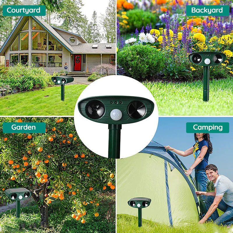 Yard Armadillo Repeller | Motion-Activated Ultrasonic | Solar-Powered, 30 ft Range