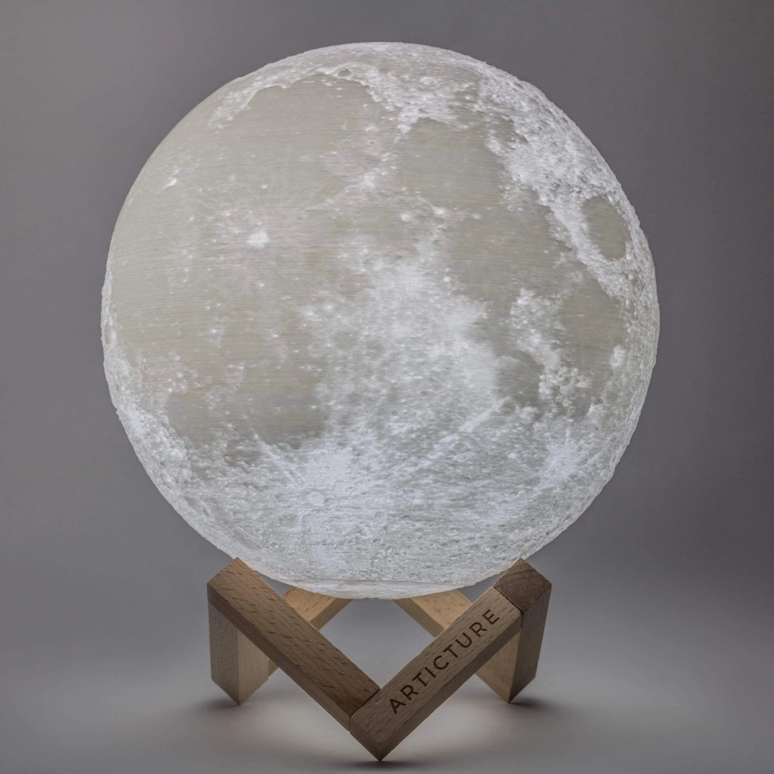 3D Moon Lamp - USB Rechargeable LED with Touch & Wooden Stand