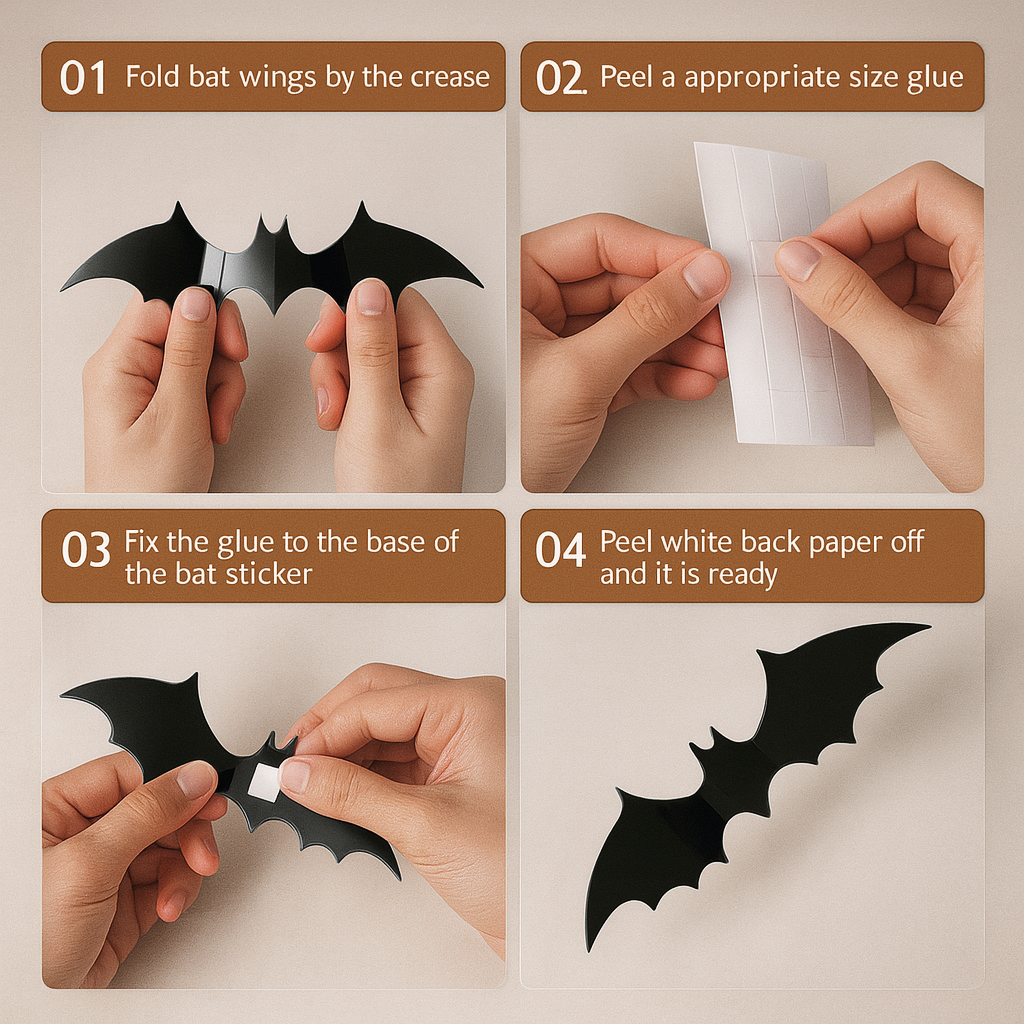 3D Black PVC Bat Wall Stickers Halloween Party Decorations
