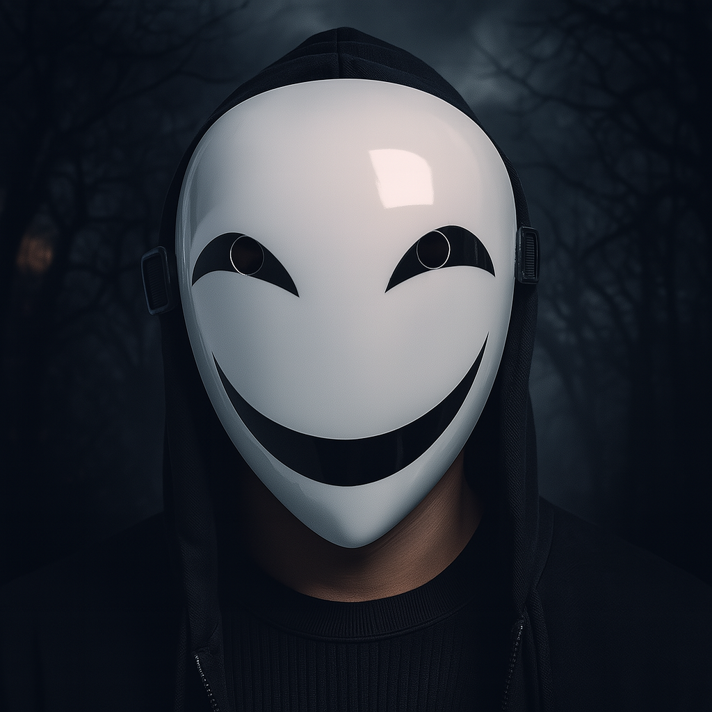 Anime Full Face Halloween Mask with Ghostly Smile for Costume Parties
