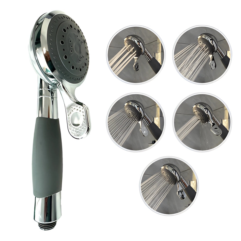 Adjustable Chrome High-Pressure Handheld Shower Head - Water-Saving
