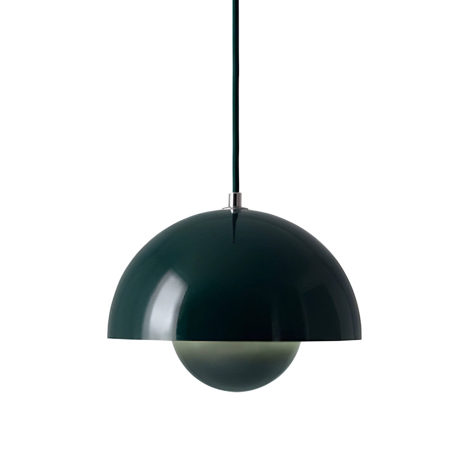 Modern retro pendant light in green with a 23CM x 16CM size, featuring a sleek circular design and vibrant color, suitable for ceiling installation.