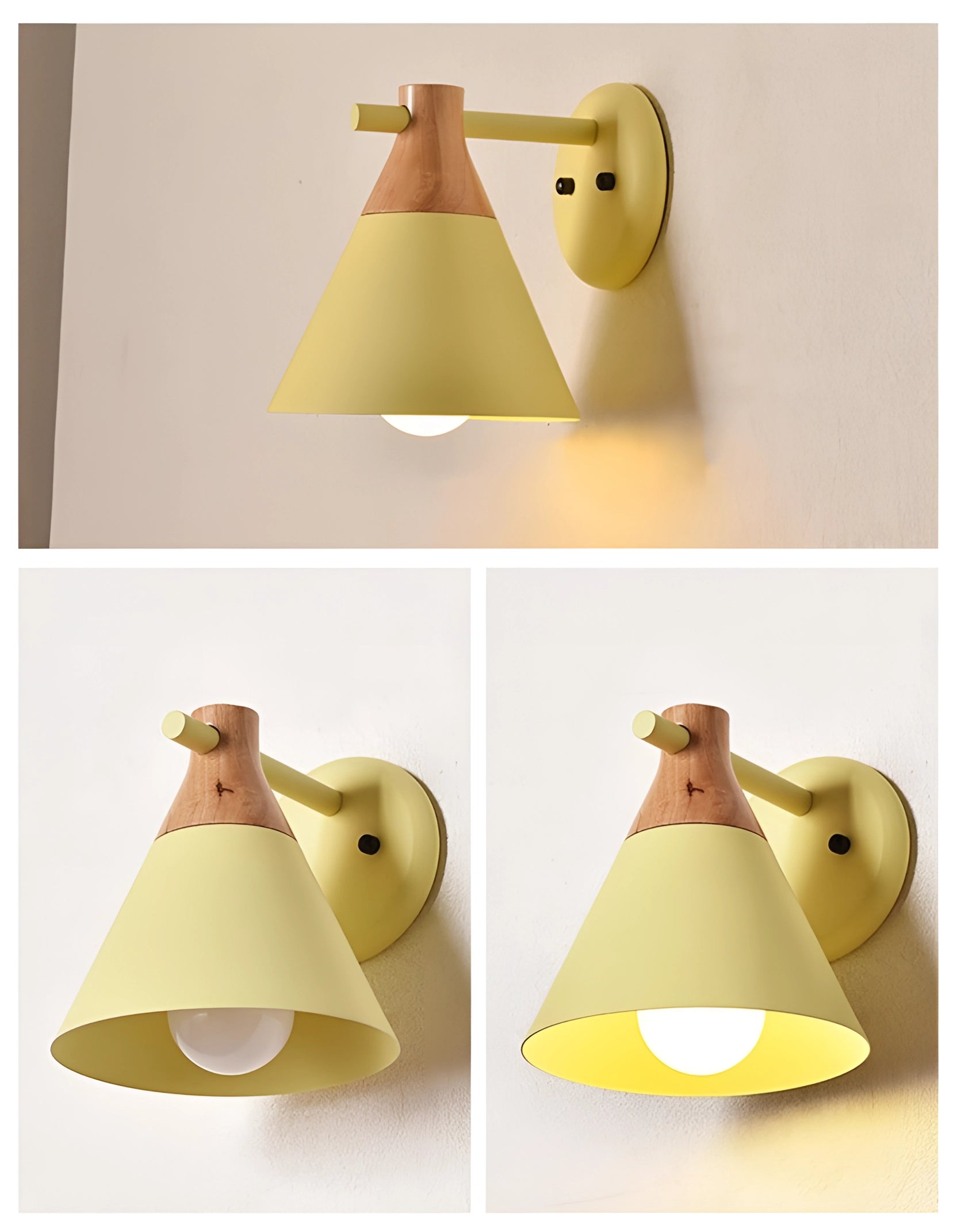 Beige Adjustable LED Wall Lamp with Modern Nordic Minimalist Design in a Bedroom Setting