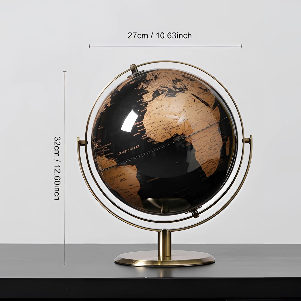 Black cork globe with pins, featuring a 24cm decorative world map design.
