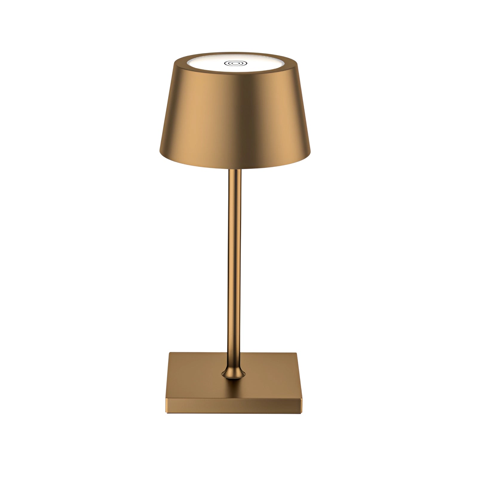A modern black LED desk lamp with a sleek design, featuring a touch sensor for adjustable brightness. The lamp includes a USB charging port and has a rectangular wooden base with a metal arm and lampshade.
