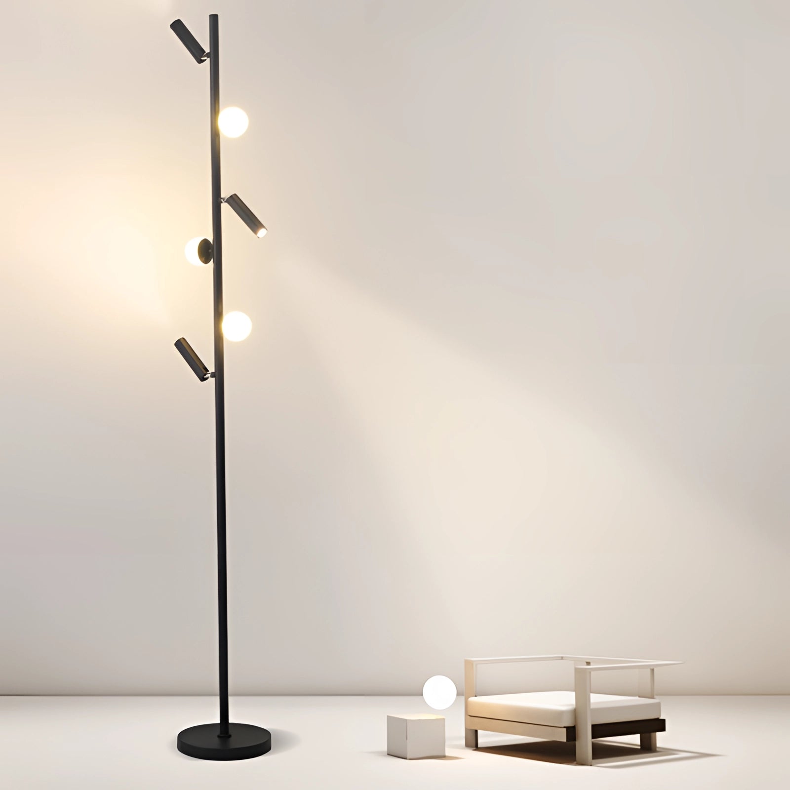 Black minimalist coat stand with a modern and sleek design, featuring a freestanding rack made of metal and wood, set against a simple indoor background.