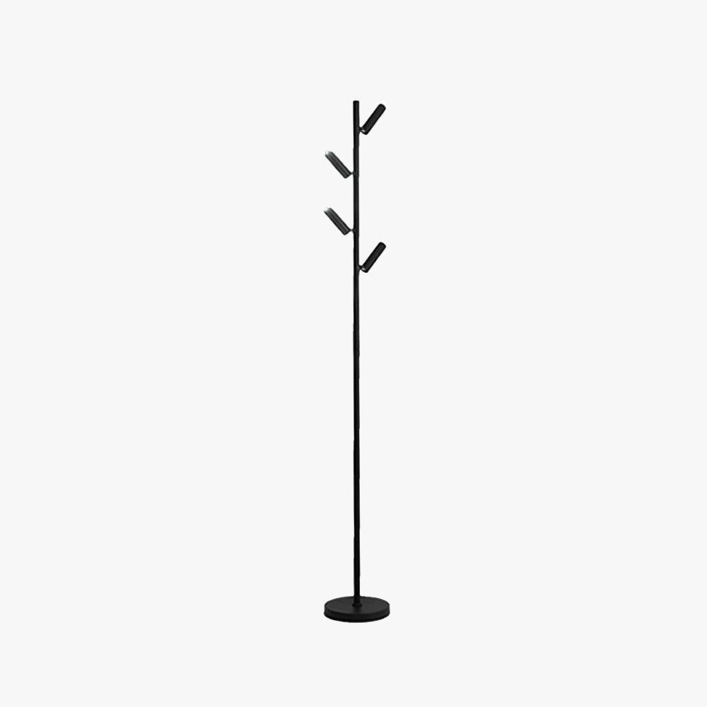 Black minimalist coat stand featuring a modern, sleek freestanding design with symmetrical lines and circular elements, emphasizing artistic balance and simplicity.
