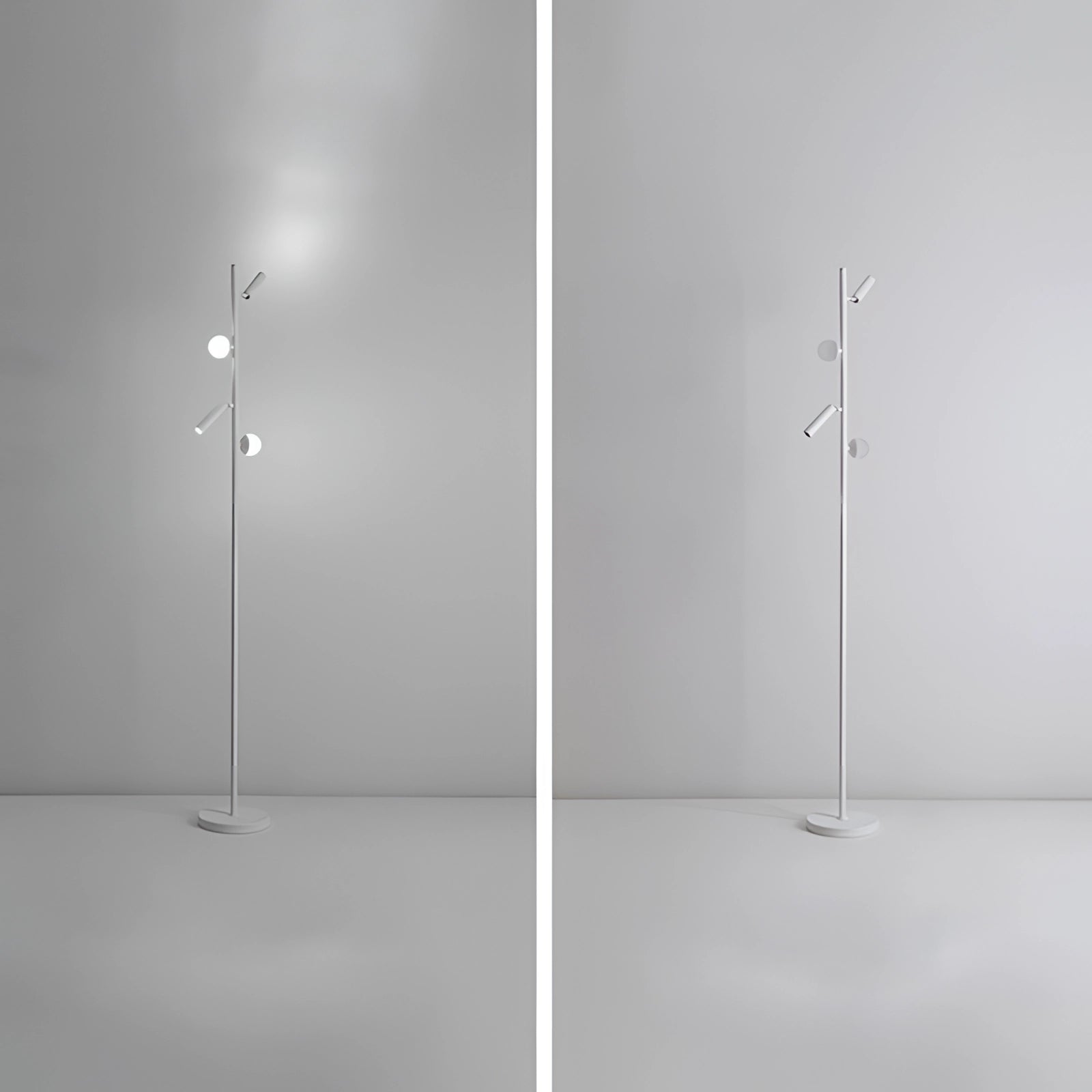 Black minimalist coat stand in a modern, sleek design, standing freestanding on a dark, symmetrical floor with a monochrome, artistic aesthetic.