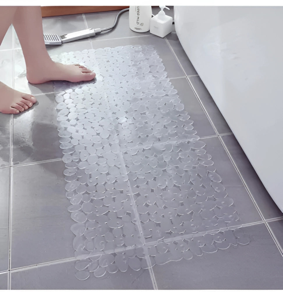 Black Pebble Non-Slip Bath Mat - Ergonomic, Luxury, Anti-Bacterial
