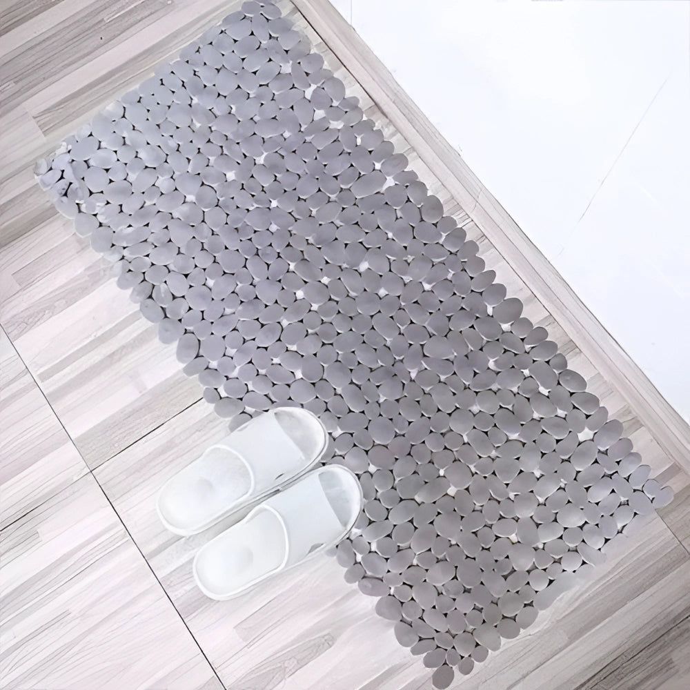 Black Pebble Non-Slip Bath Mat - Ergonomic, Luxury, Anti-Bacterial