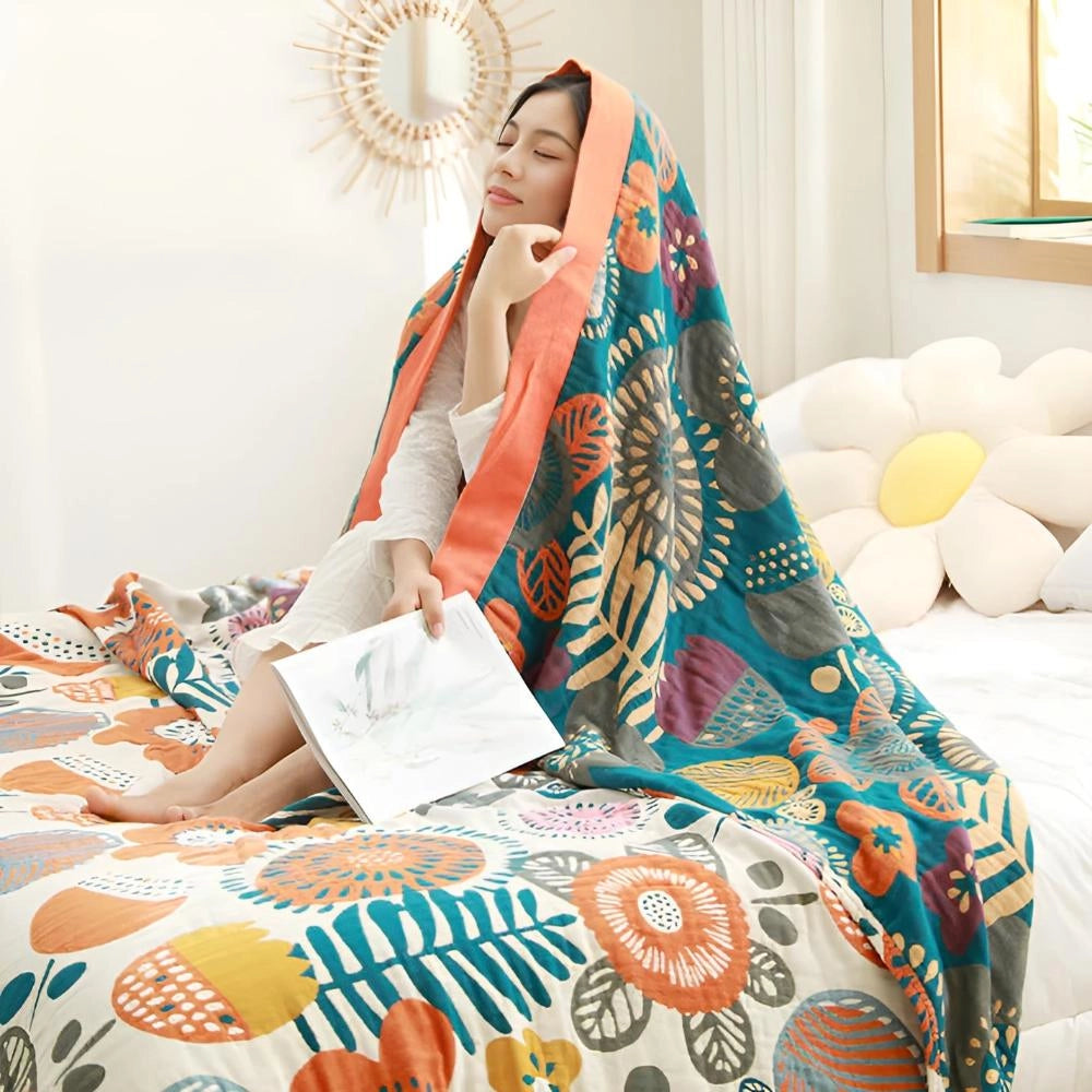Bohemian Floral Comforter Set in Queen Size with an ethnic print design, featuring intricate floral patterns and vibrant colors, displayed on a bed to showcase its comfort and stylish appearance.