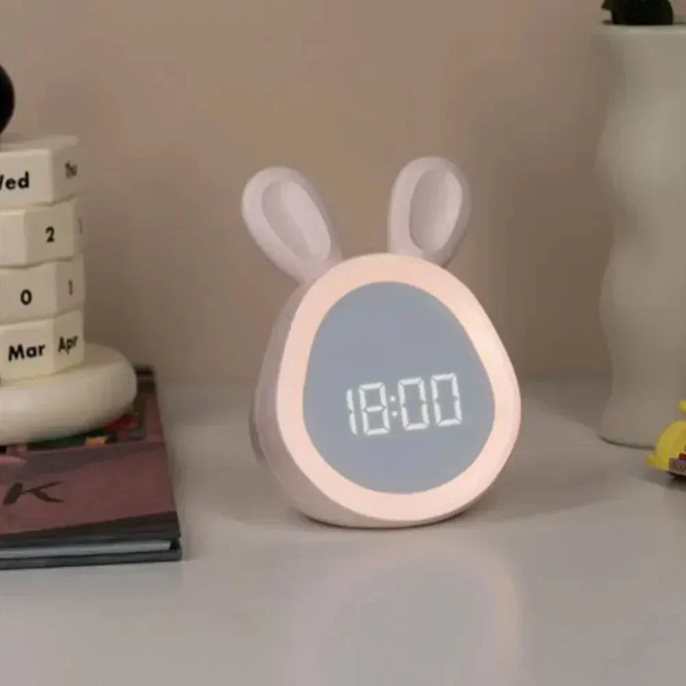 SnuggleBunny LED Night Light & Clock - USB Rechargeable for Kids
