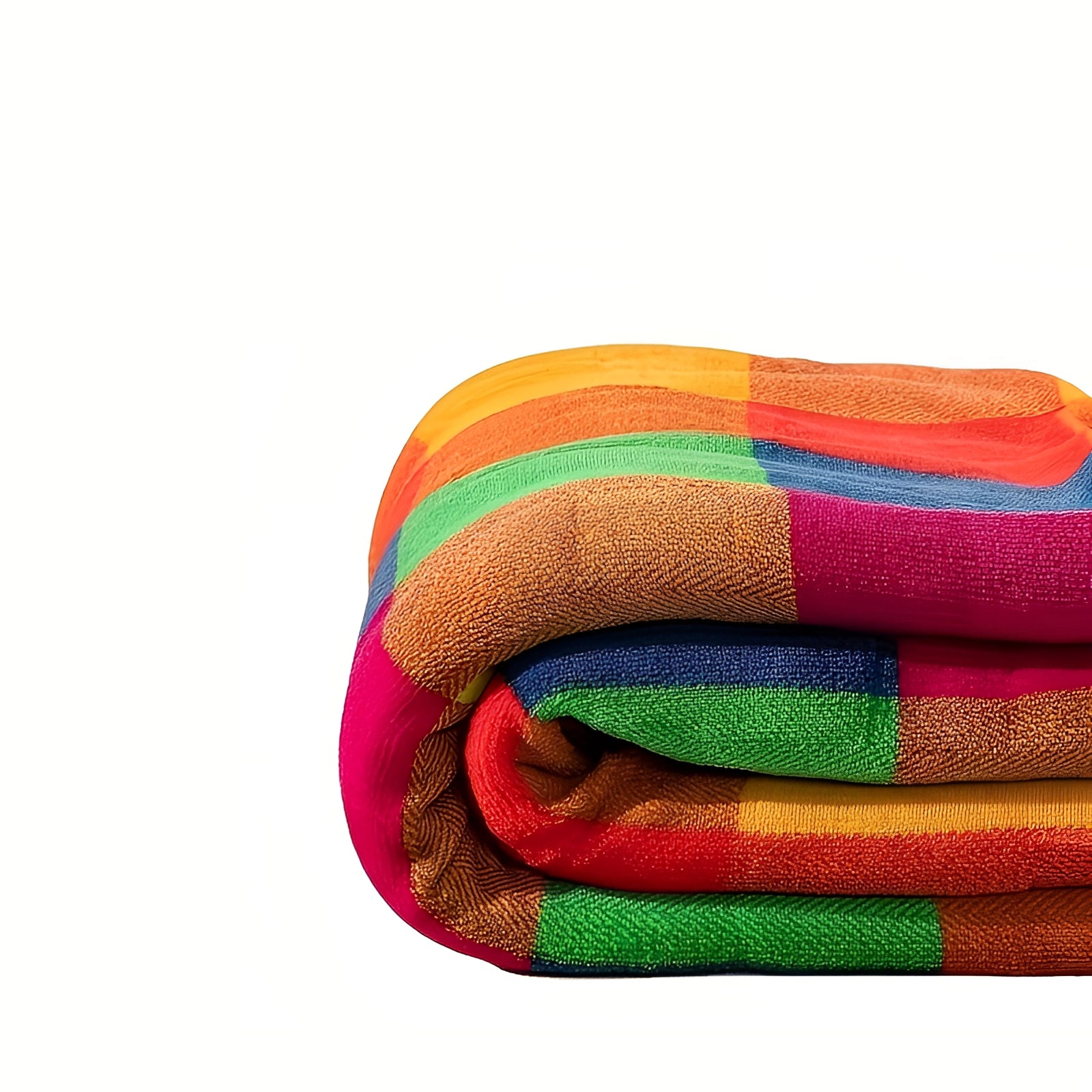 Colorful geometric throw blanket featuring a vibrant artistic design in electric blue and magenta patterns, made from wool, displayed in a rectangular shape.