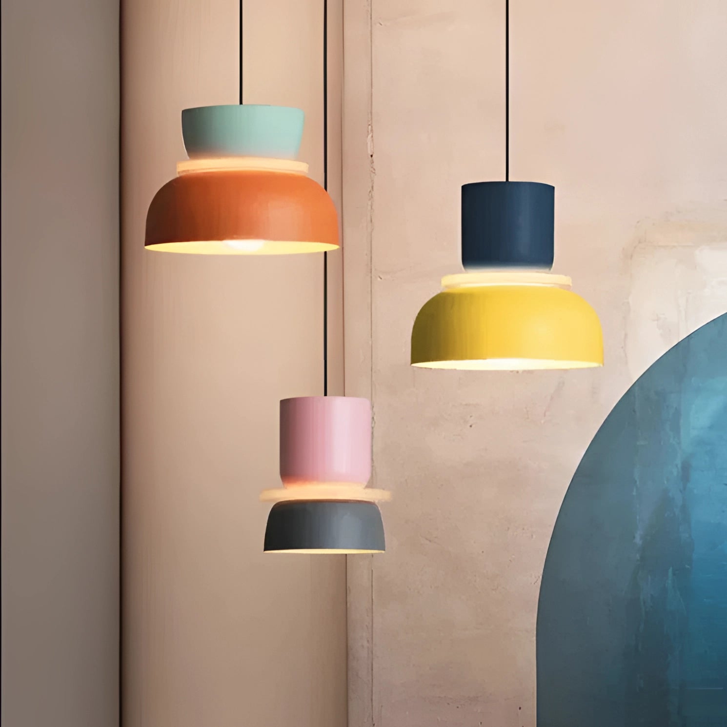 Colorful Scandinavian Pendant Lights - Modern Adjustable Ceiling Lamps