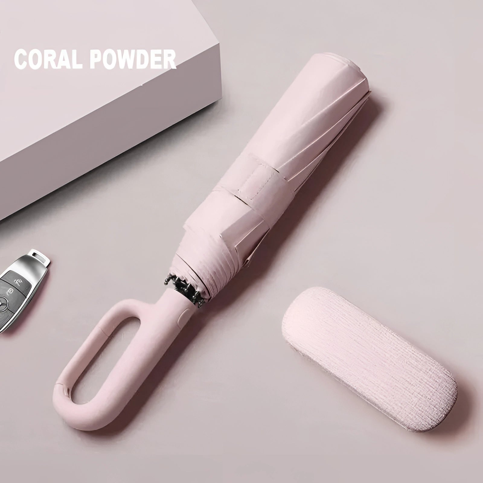 Coral Pink Windproof Compact Travel Umbrella - Lightweight & Stylish