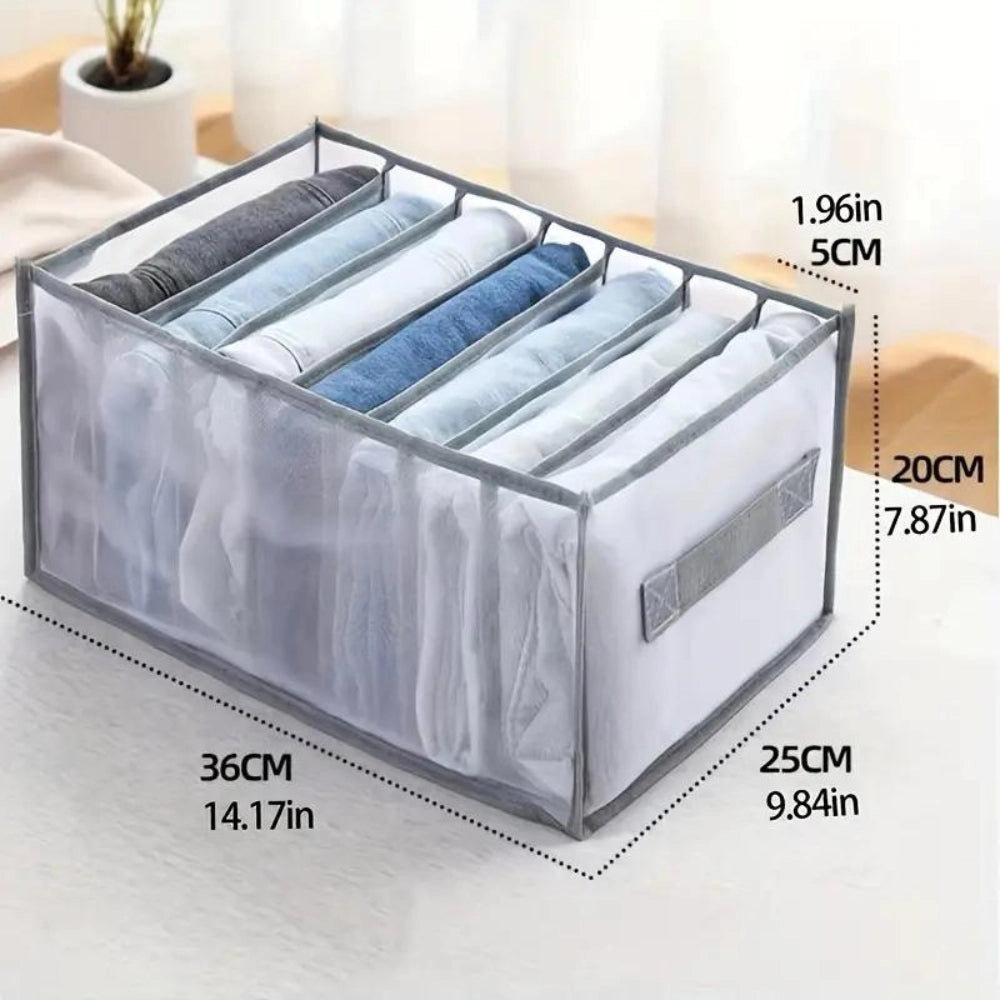Denim Storage Organizer - Foldable Stackable Space-Saving Box