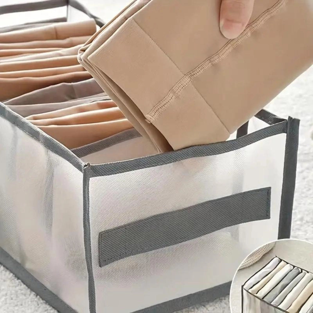 Denim Storage Organizer - Foldable Stackable Space-Saving Box