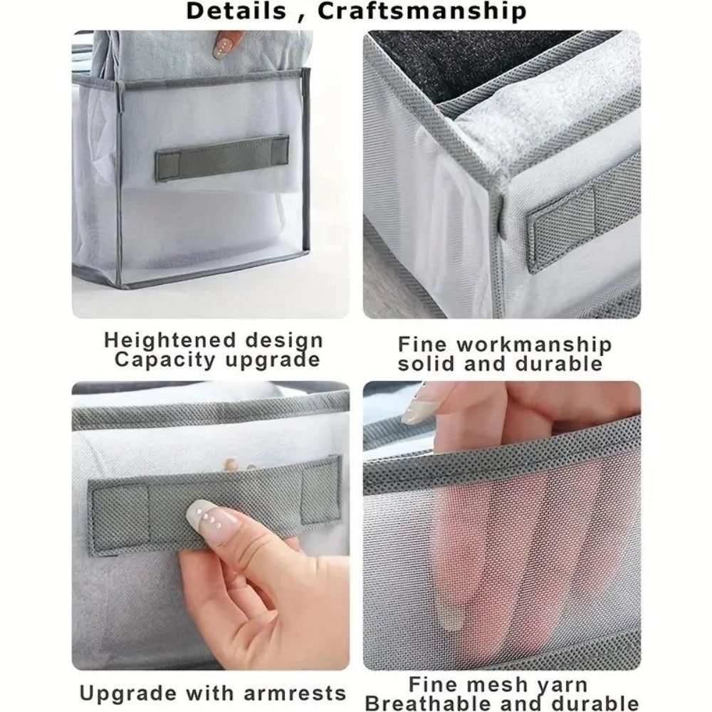 Denim Storage Organizer - Foldable Stackable Space-Saving Box