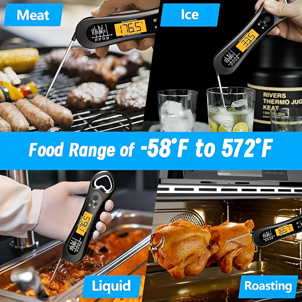Digital Meat Thermometer - Instant Read, Waterproof, BBQ Probe