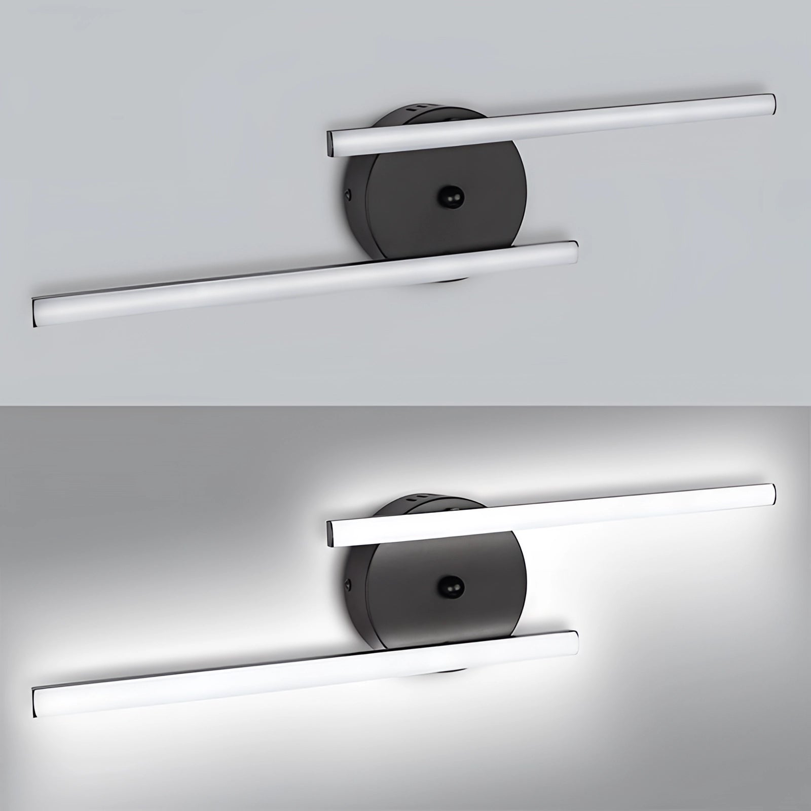 Modern minimalist dual-arm adjustable LED wall sconce with sleek rectangular design and contemporary aesthetic.