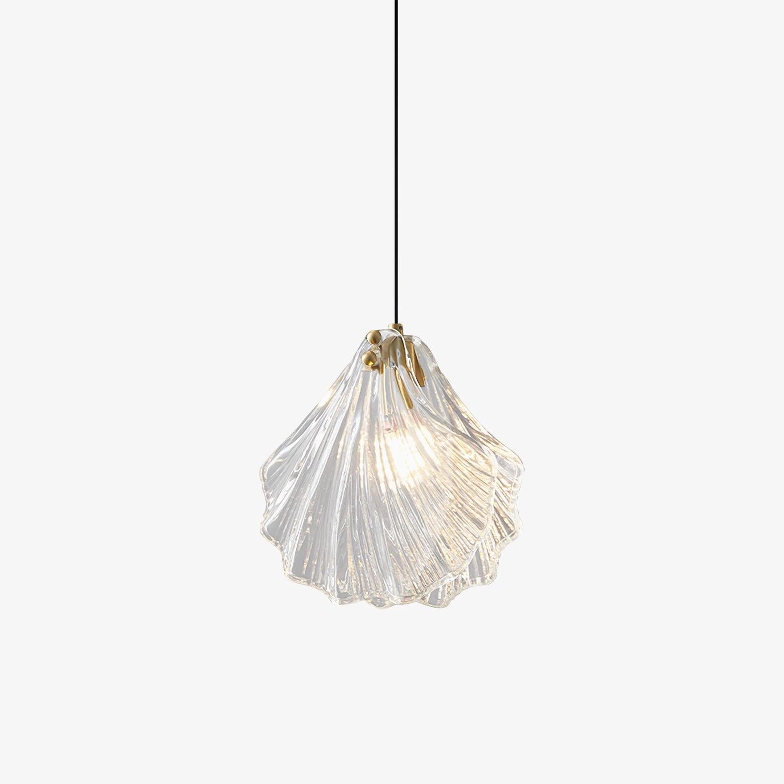Elegant Petal Glass Pendant Light - Modern LED Floral Chandelier with transparent glass petals, metal accents, and twig-like design hanging from the ceiling.
