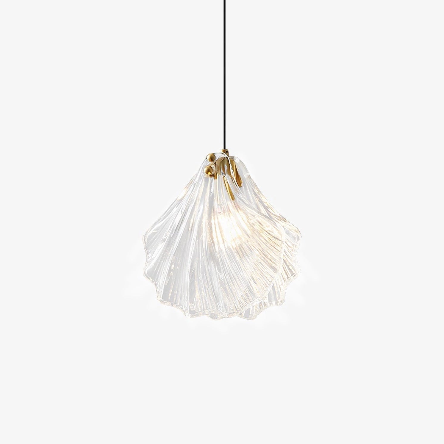 Elegant Petal Glass Pendant Light with modern LED floral chandelier design featuring transparent petal-shaped glass elements.