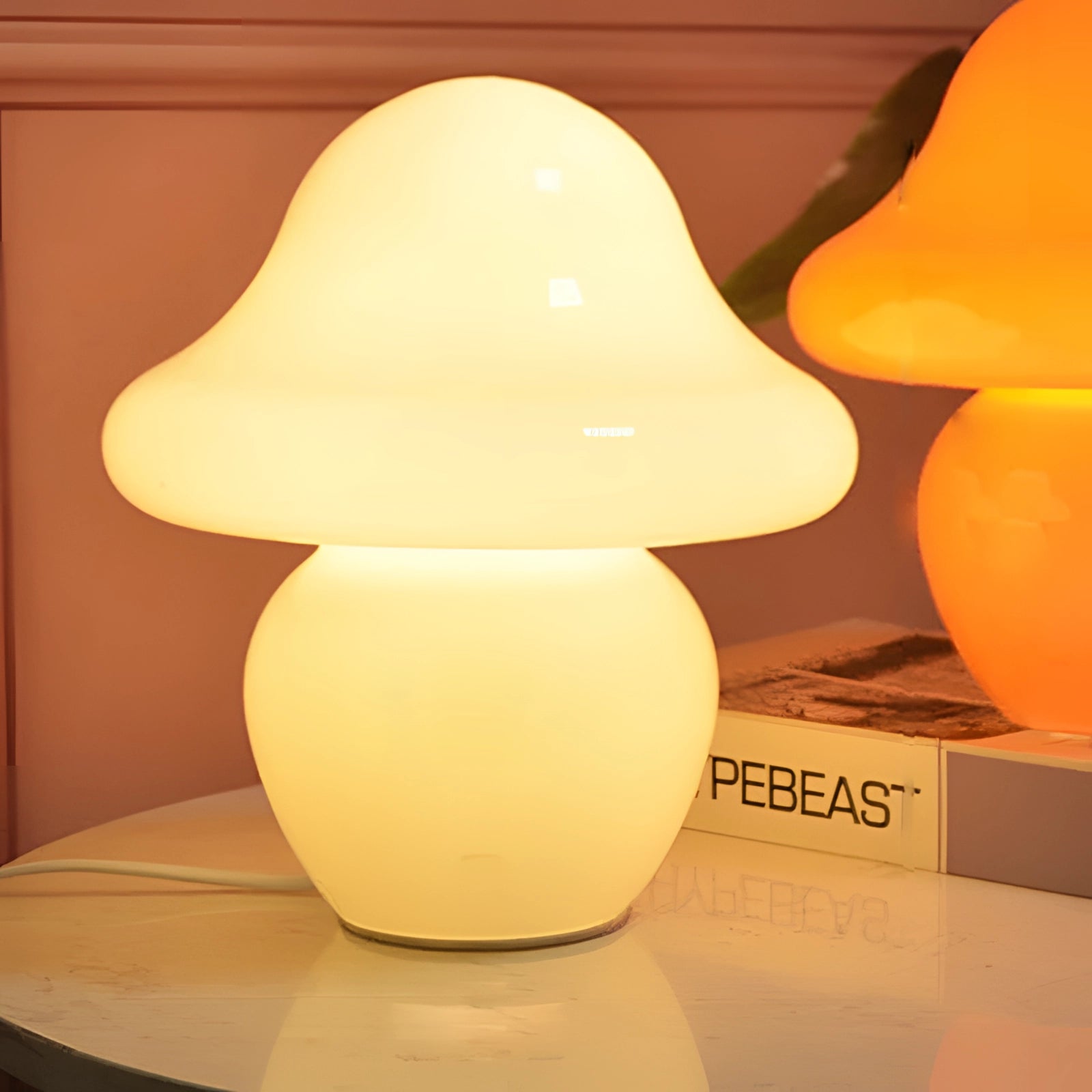 Elegant white spiral table lamp with a modern sculptural design, featuring a large size and an artistic, cone-shaped structure.