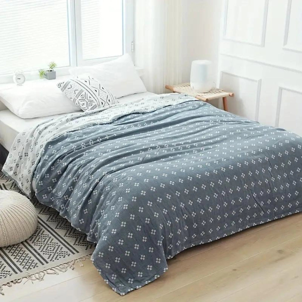Floral Comforter Set - Blue Flower Bedding & Soft Quilt Decor
