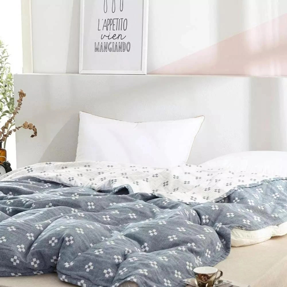 Floral Comforter Set - Blue Flower Bedding & Soft Quilt Decor