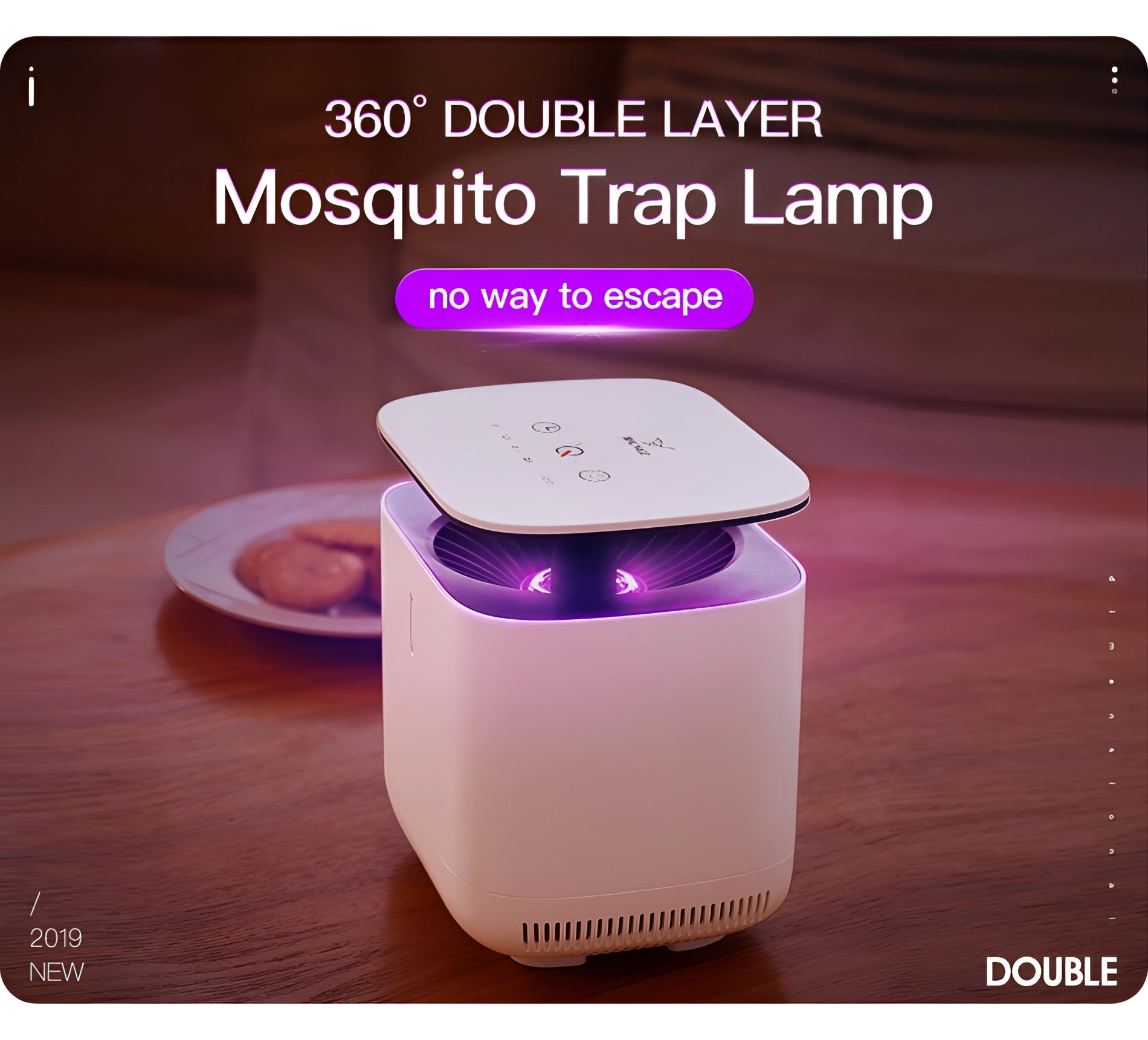 A sleek and compact futuristic multimedia projector in a vibrant purple hue, displayed with a portable stand, suitable for home use.