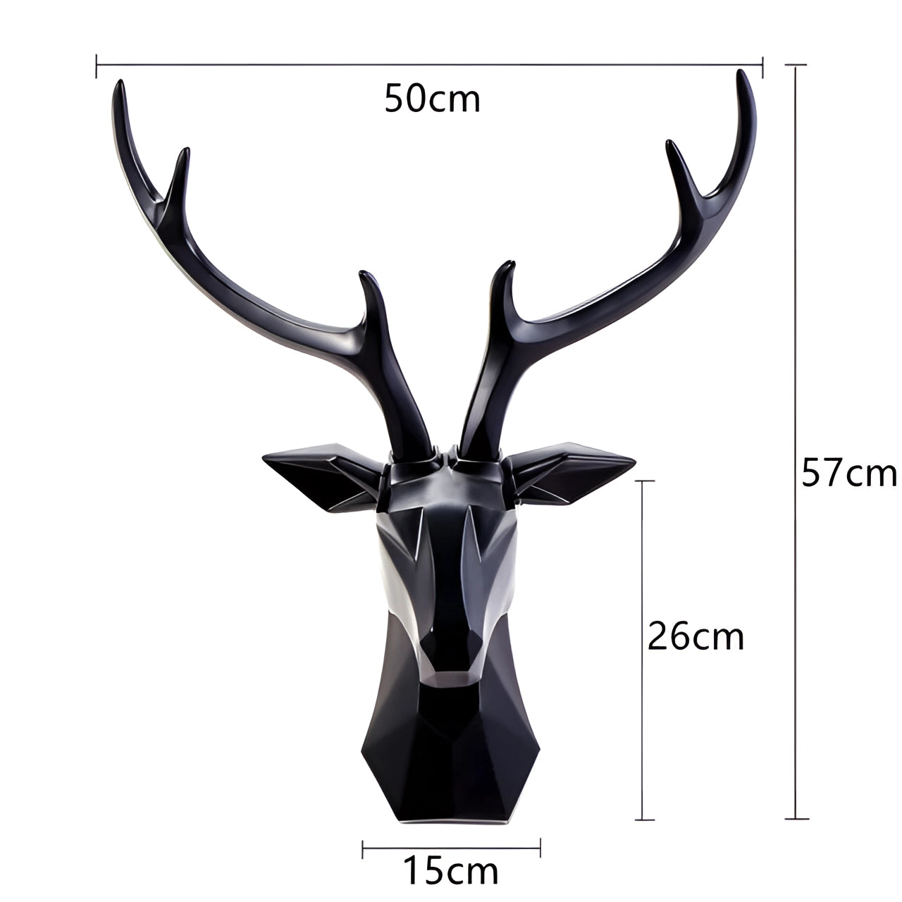 3D geometric deer head art in gold color, featuring detailed antlers, representing a modern and stylish wildlife decor piece.