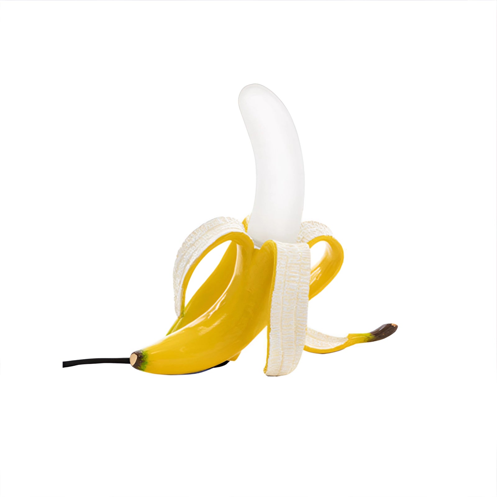 Gold Banana Resin Table Lamp shaped like a banana with a sleek modern design, featuring a glossy gold finish and artistic details that resemble a fruit sculpture, ideal for contemporary home decor.