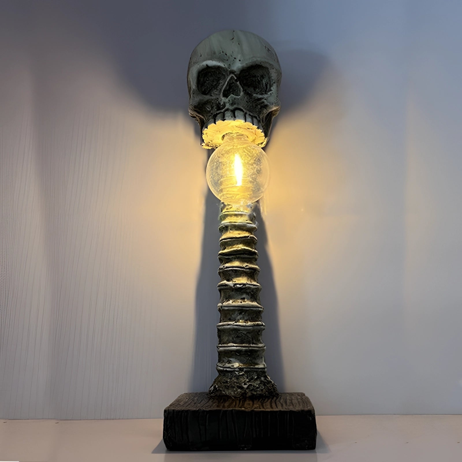Eerie Glow Skull and Spine Lamp for Chilling Decor