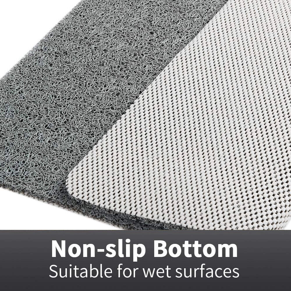 Grey non-slip quick-dry microfiber bathroom mat with a subtle geometric pattern, featuring a rectangular shape and a monochrome design.