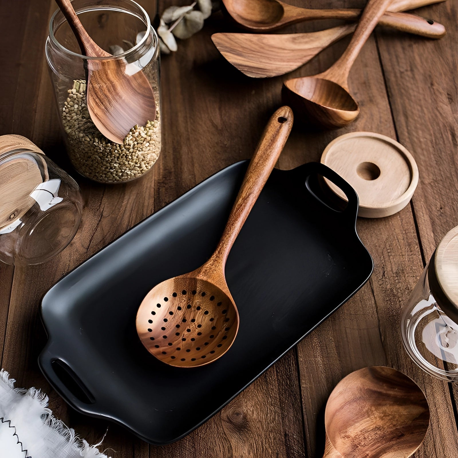 Handcrafted Artisan Wooden Cooking Utensils - Eco-Friendly Hardwood