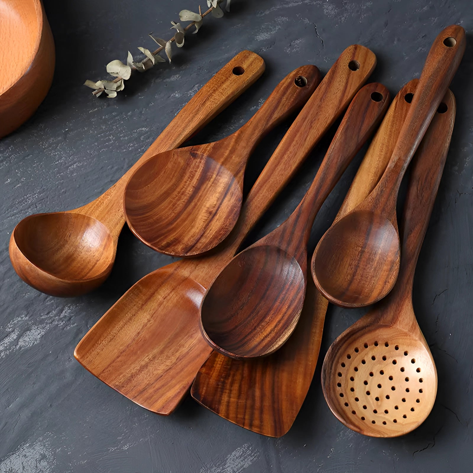 Handcrafted Artisan Wooden Cooking Utensils - Eco-Friendly Hardwood