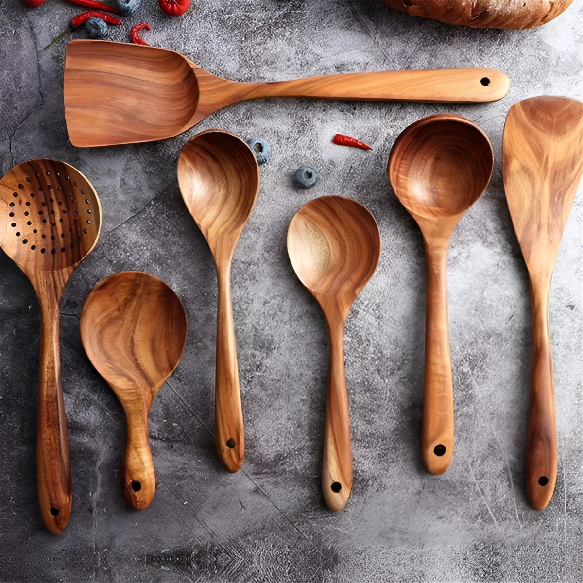 Handcrafted Artisan Wooden Cooking Utensils - Eco-Friendly Hardwood