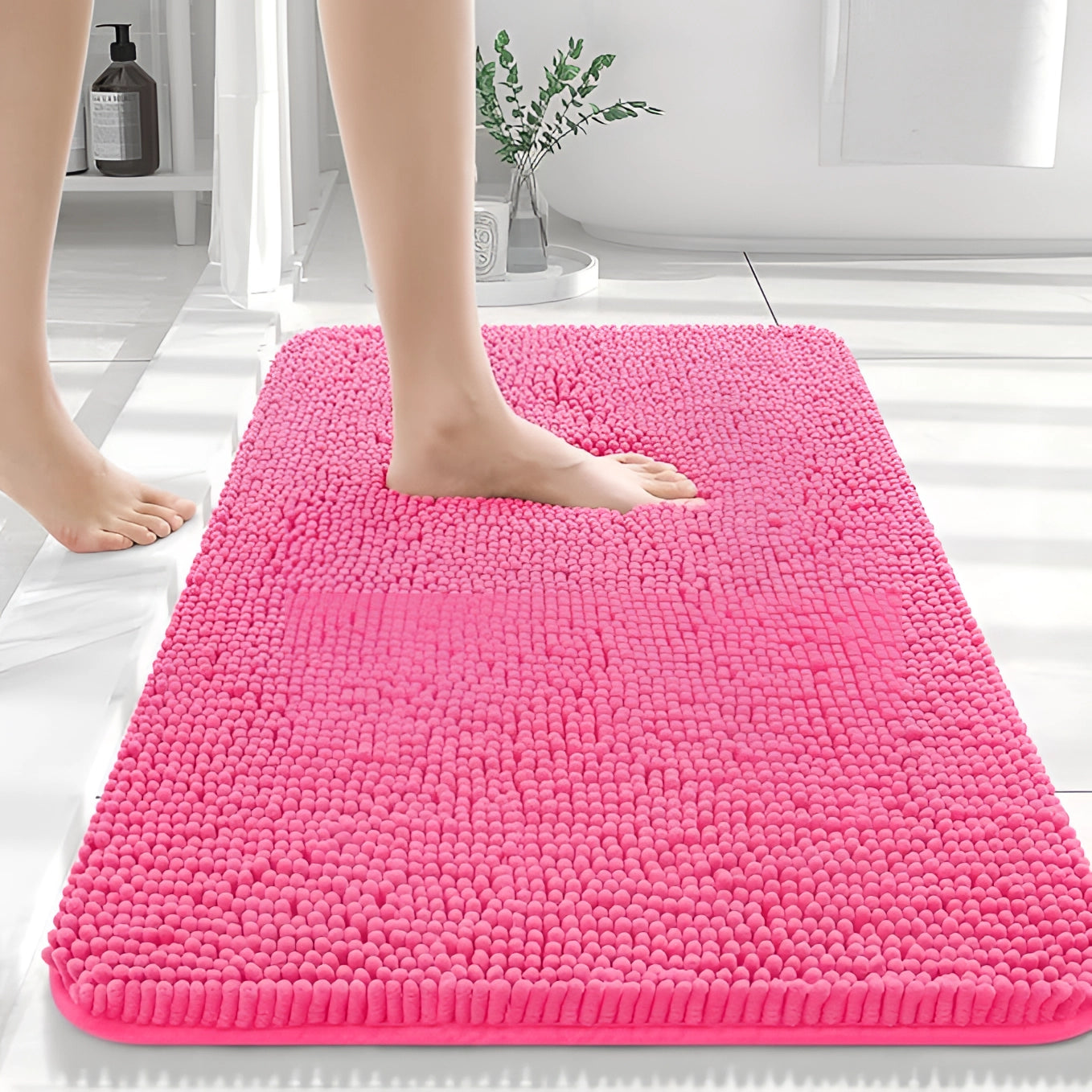 High-Absorbency Quick-Dry Beige Bath Mat - Durable & Soft Rug