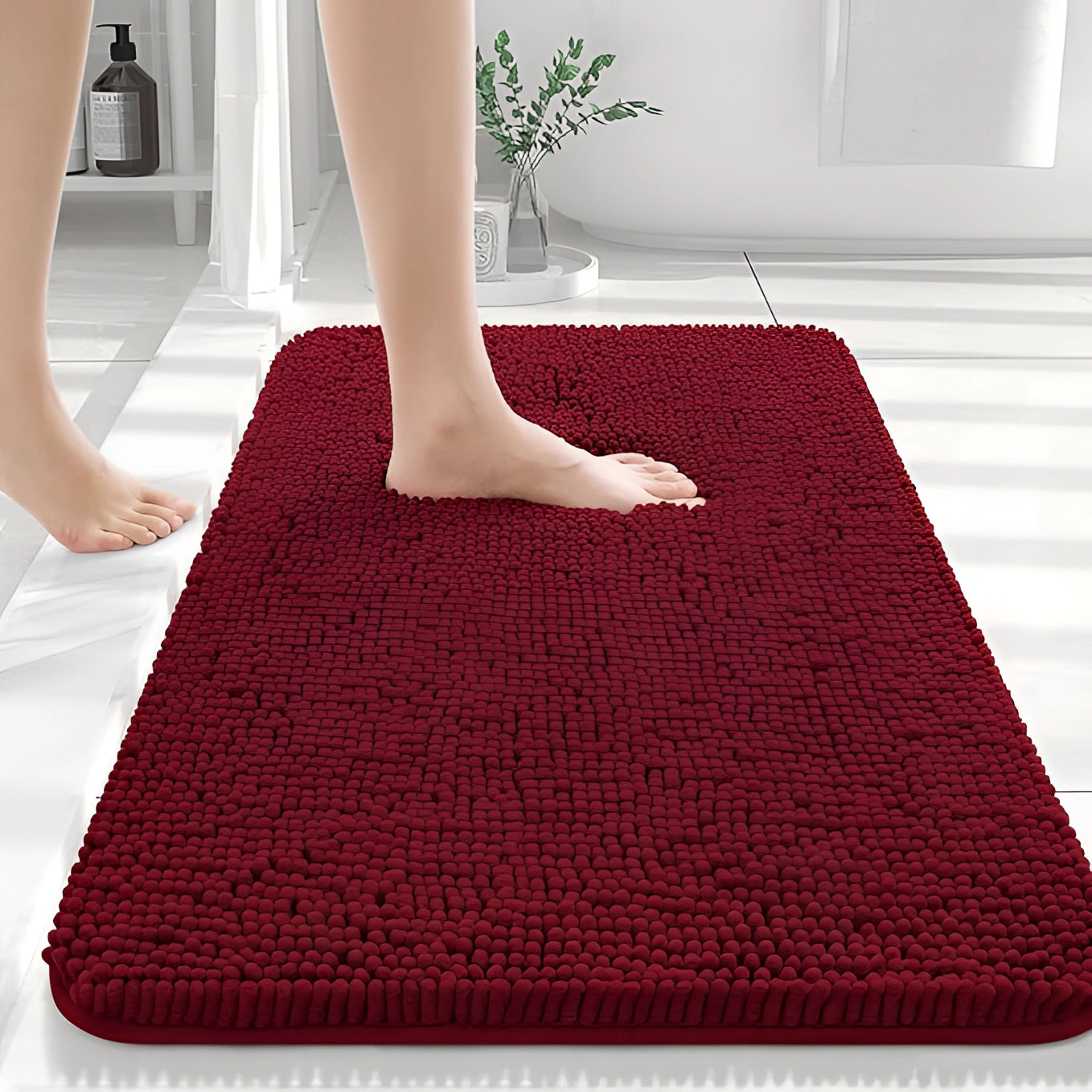High-Absorbency Quick-Dry Beige Bath Mat - Durable & Soft Rug