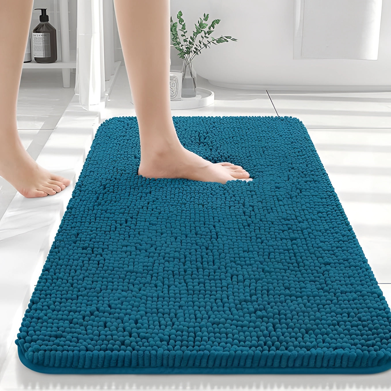 High-Absorbency Quick-Dry Beige Bath Mat - Durable & Soft Rug