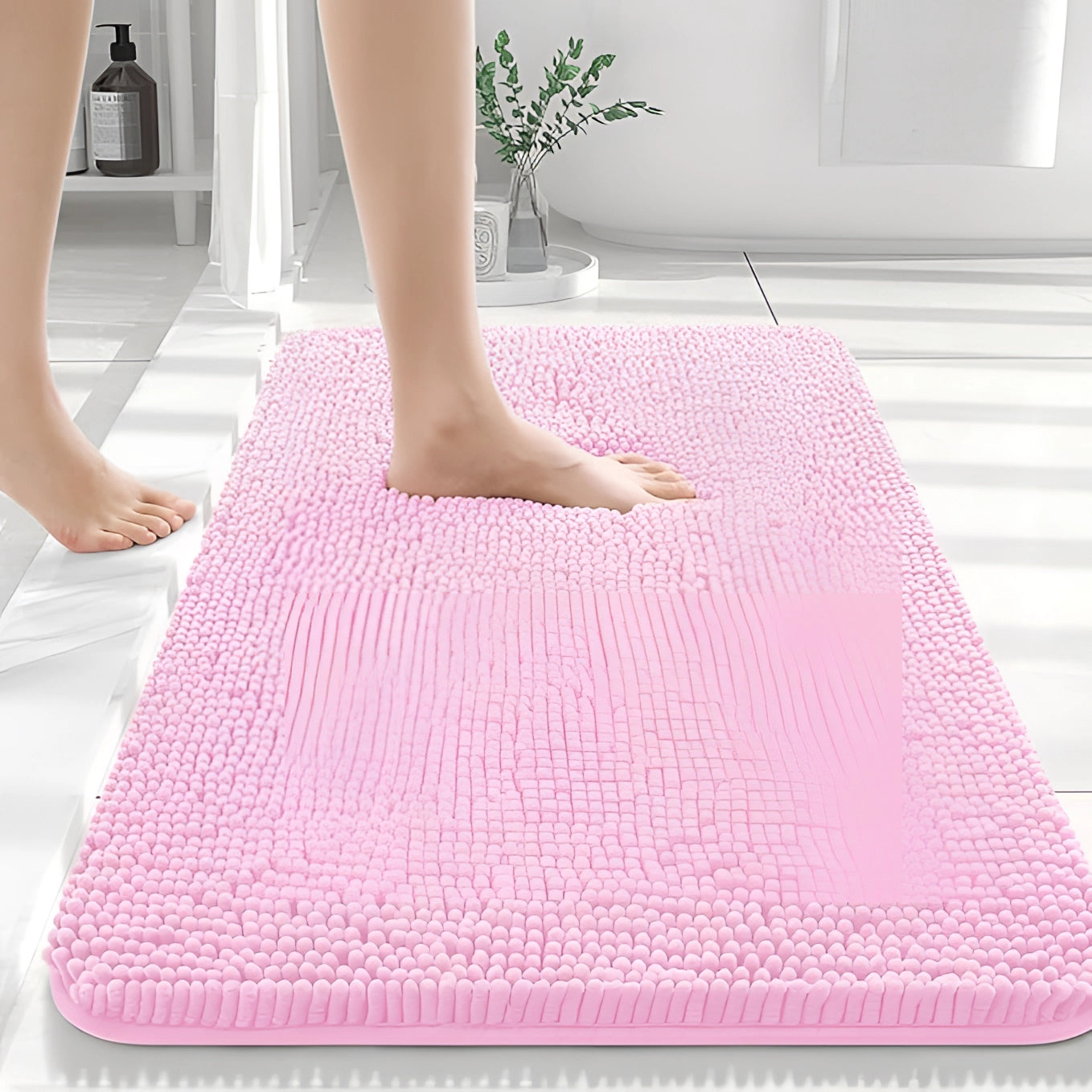 High-Absorbency Quick-Dry Beige Bath Mat - Durable & Soft Rug