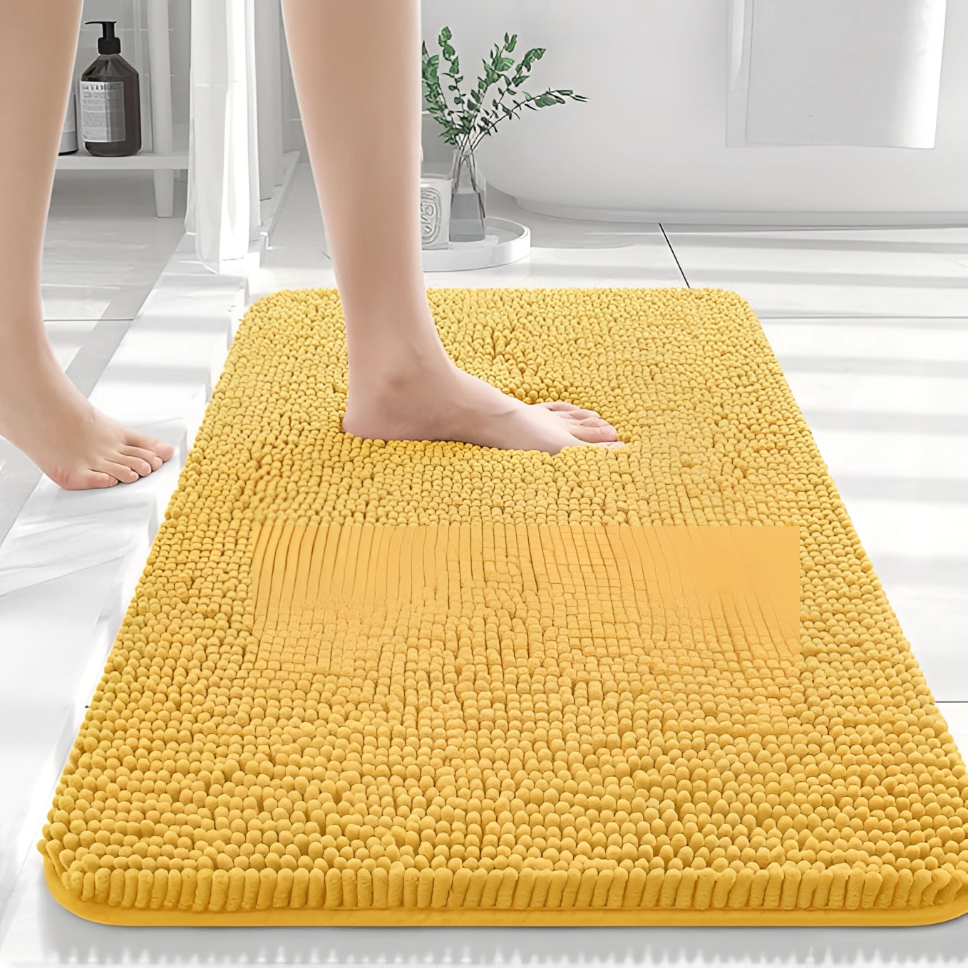High-Absorbency Quick-Dry Beige Bath Mat - Durable & Soft Rug